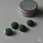 アールデコ レトロミルクグリーン グラスボタンx4