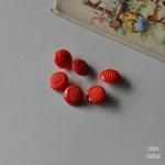 アールデコ レッドモールドグラスボタンx6