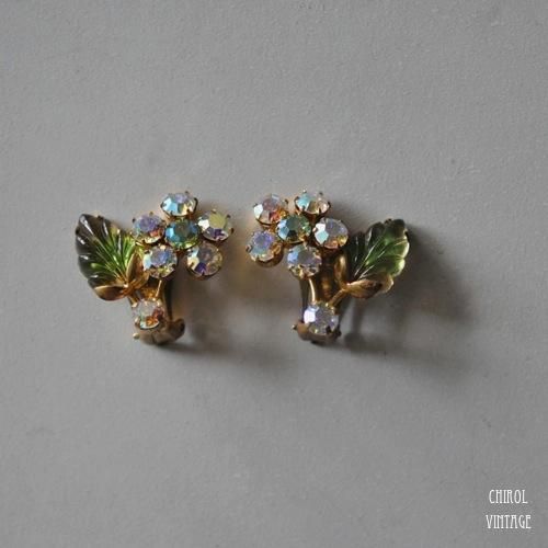 オーロラフラワーxバイカラーリーフイヤリング