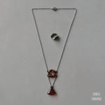 アールデコ オレンジミラーグラスネックレス