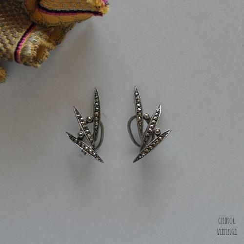 シルバーxマーカサイト ウィローリーフイヤリング