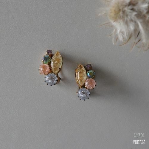 パステルクラックルビーズイヤリング