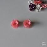 ピンクフラワー スパンコールイヤリング