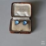 シルバーブルー ファセットグラスイヤリング