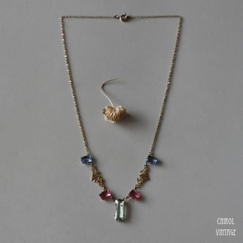 ロールドゴールド カラフルグラス ネックレス
