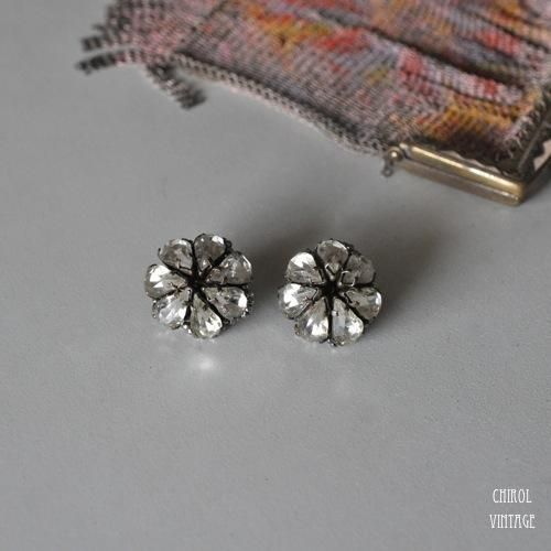 クリアビジューxカットスチールイヤリング