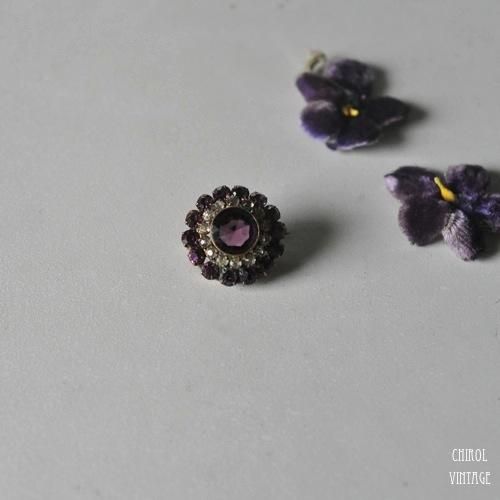 エドウォーディアン アメジストxクリアグラス ミニブローチ
