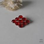 チェコ チェリーレッドグラス ダイヤブローチ