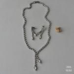 クリアラインストーン タッセルネックレス+ピアスセット