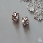 ペールパープルビジュー クラスターイヤリング