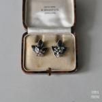 ブルーマーキスビジュー シルバーフラワーピアス