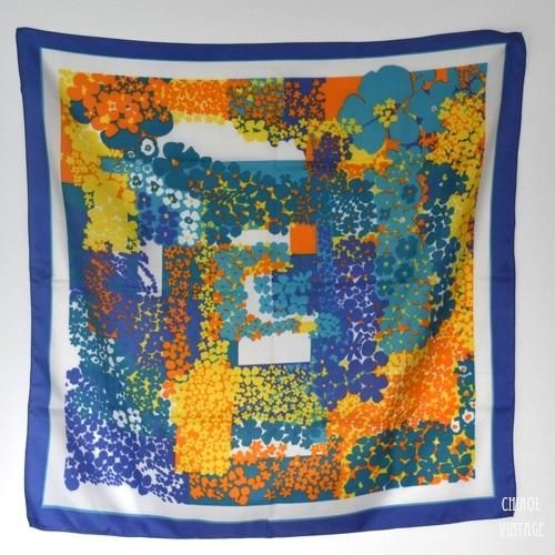 ブルーxイエロー フラワースカーフ