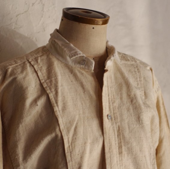 vintage early 20th century linen shirt / beige 1900ǯפΥۡॹѥͥ󥷥