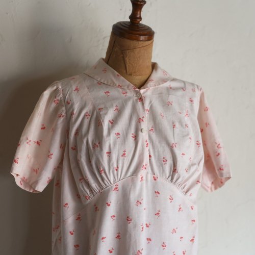 vintage flower print dress /淡いピンクの花模様ワンピース