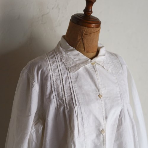 early 20th century cotton blouse  / レースとプリーツのブラウス