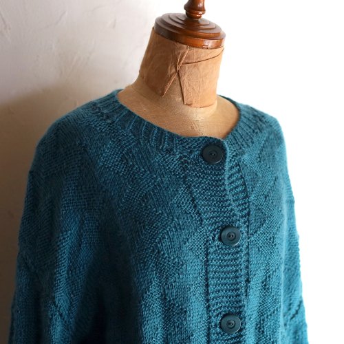 vintage hand knit cardigan / ジグザグ編みのゆったりカーディガン