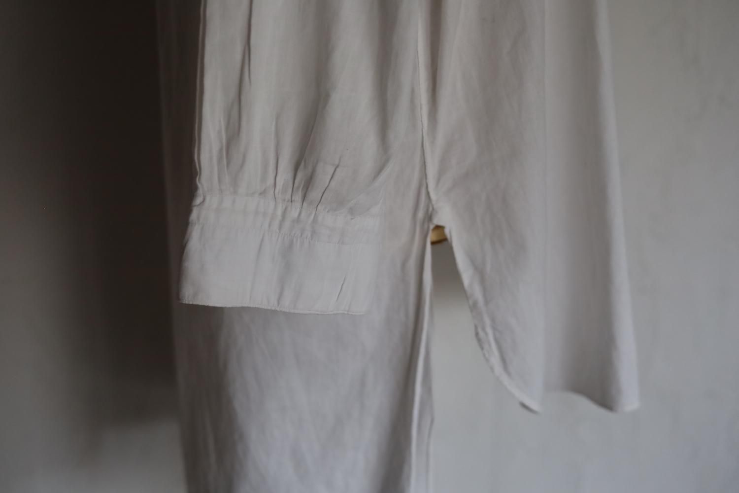 30s France vintage shirts ギャザー　刺繍　ドレスシャツ 1930's French Dress Shirt Pale Blue（1930年代 フランスの