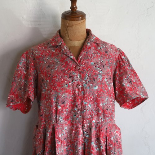 1940-50's cotton dress from FRANCE / ͤΥԡ