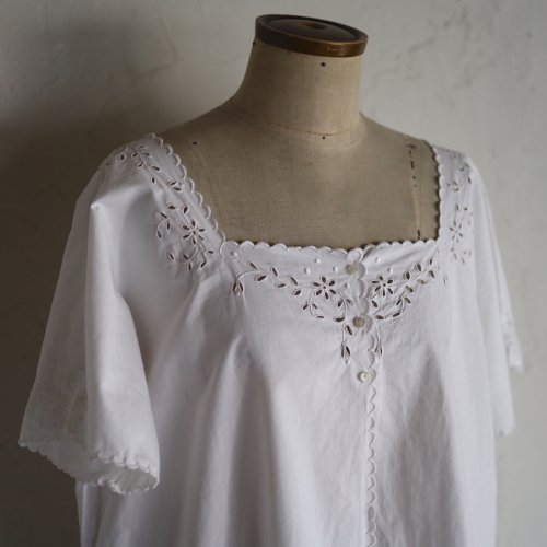 1920-30's cotton blouse from FRANCE / äμɽȾµ֥饦