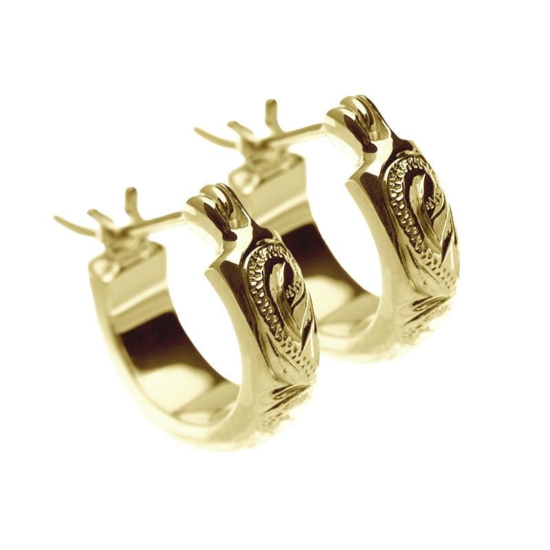 フープピアス（イエローゴールド） - ハワイアンジュエリー Lono（ロノ