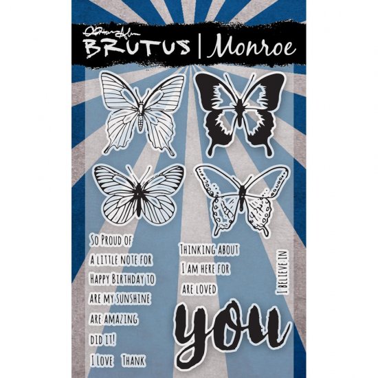 【セット】Brutus Monroe スタンプ＆ダイセット　Butterfly Sentiments スタンプBRU2288& ダイBRU1854 -  スクラップブッキングの素材や輸入スタンプのお店【PURE VERY!】