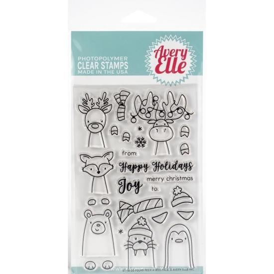 【セット】スタンプ＆ダイセット Avery Elle Clear Stamp Polar Peek-A-Boo Pals スタンプAE1835 &  ダイD1835 - スクラップブッキングの素材や輸入スタンプのお店【PURE VERY!】