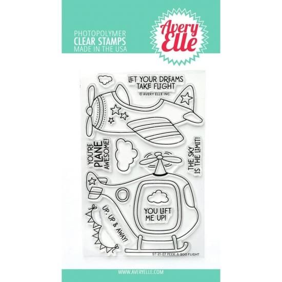 【セット】スタンプ＆ダイセットAvery Elle Clear Stamp　Peek-A-Boo Flight　スタンプAE2107　＆ダイD2107  - スクラップブッキングの素材や輸入スタンプのお店【PURE VERY!】