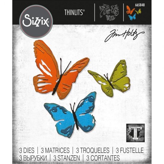 【Tim Holtz】 Sizzix Thinlits Dies By Tim Holtz 3/Pkg, Brushstroke  Butterflies 665848 - スクラップブッキングの素材や輸入スタンプのお店【PURE VERY!】