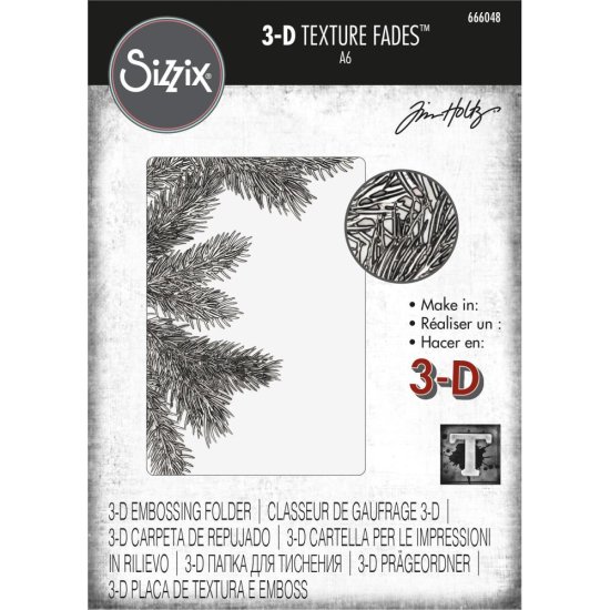 【Tim Holtz 】Sizzix 3D Texture Fades Embossing Folder, Pine Branches 666048  - スクラップブッキングの素材や輸入スタンプのお店【PURE VERY!】