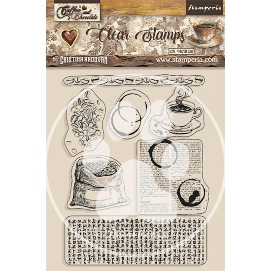 スタンぺリア Stamperia 【Coffee And Chocolate】 Clear Stamps, クリアスタンプ Coffee  Elements　WTK185 - スクラップブッキングの素材や輸入スタンプのお店【PURE VERY!】