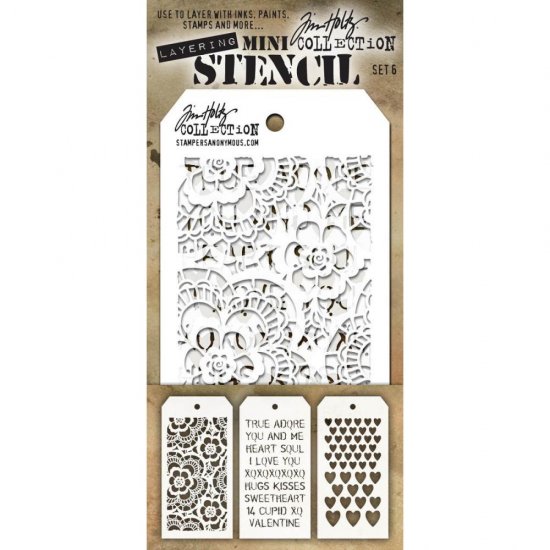 Tim Holtz ティムホルツ Mini Layered Stencil Set 3枚入り THMST006