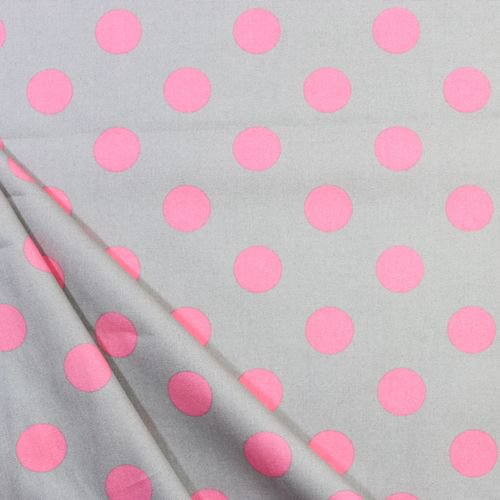 カット生地 グレー ピンク ドット 巾105 長さ50 綿シーチング 西宮 香櫨園の雑貨ムッティ かわいい雑貨や生地がいっぱい