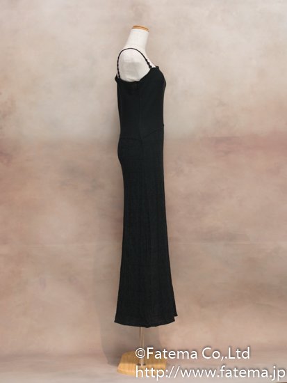 レディース ペルー綿100％ ロングドレス　Lサイズ （黒） 1-19-04055-3