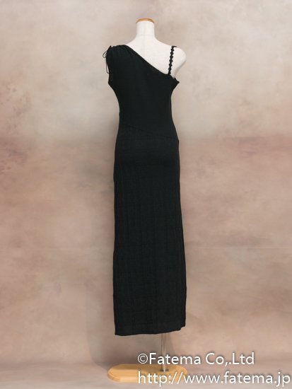 レディース ペルー綿100％ ロングドレス　XLサイズ （黒） 1-19-04056-1