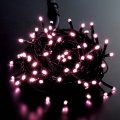 クリスマスツリー電飾　本格派用　耐水100球広角型スーパーLEDピンクライト/ブラックコード(コネクター付き)