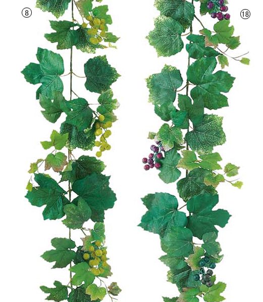 【緑花堂】180cm グレープガーランド(実付き/ワイヤー入り) [ONSLEGA3609]　人工観葉植物 フェイクグリーン 造花 装飾 インテリア