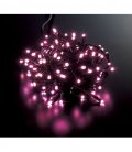 クリスマスツリー電飾　本格派用　耐水100球広角型ネオLEDピンクライト/ブラックコード（常点灯　コネクター付き）