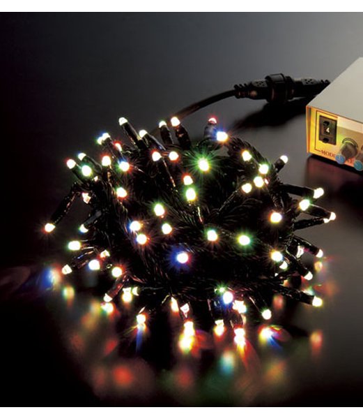 緑花堂 クリスマスツリー電飾 耐水100球丸型led Rgbライト ブラックコード コネクター付き Pali 円