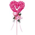 ローズハートピック（全長30cm）　バレンタイン　結婚式　オーナメント　インテリア小物　ハート装飾　造花　バラ　薔薇