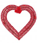 35cm レッドバレンタインハート(片面)　バレンタイン　結婚式　オーナメント　インテリア小物　ハート装飾　造花　ローズ　バラ　薔薇