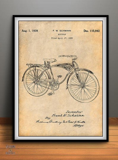 1939年 Schwinn シュイン自転車　特許　ポスター　アンティーク - ビンテージ 自転車 専門店 - VIKE.JP