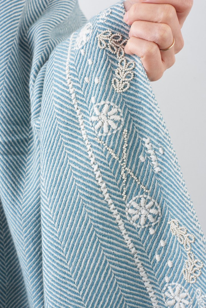 美品】GASA*GRUE Embroidery stole 刺繍のストール 黄-