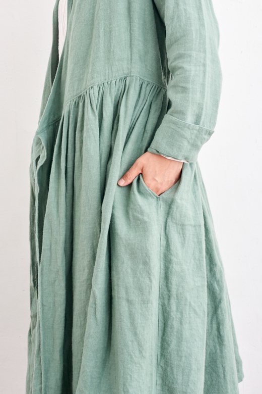 SA-RAH 衿付きカシュクールワンピース リネン（2color） - poooL 
