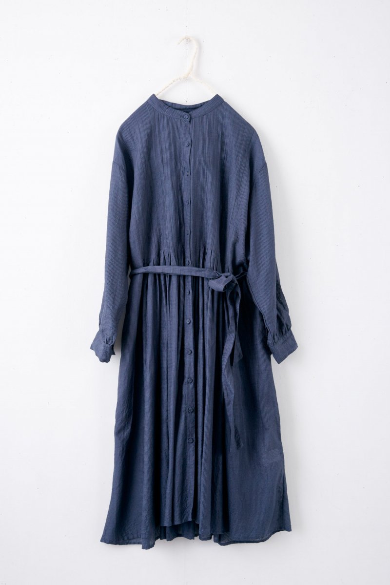 maison de soil Dobie check cotton silk banded shirt dress- poooL (online  shop)