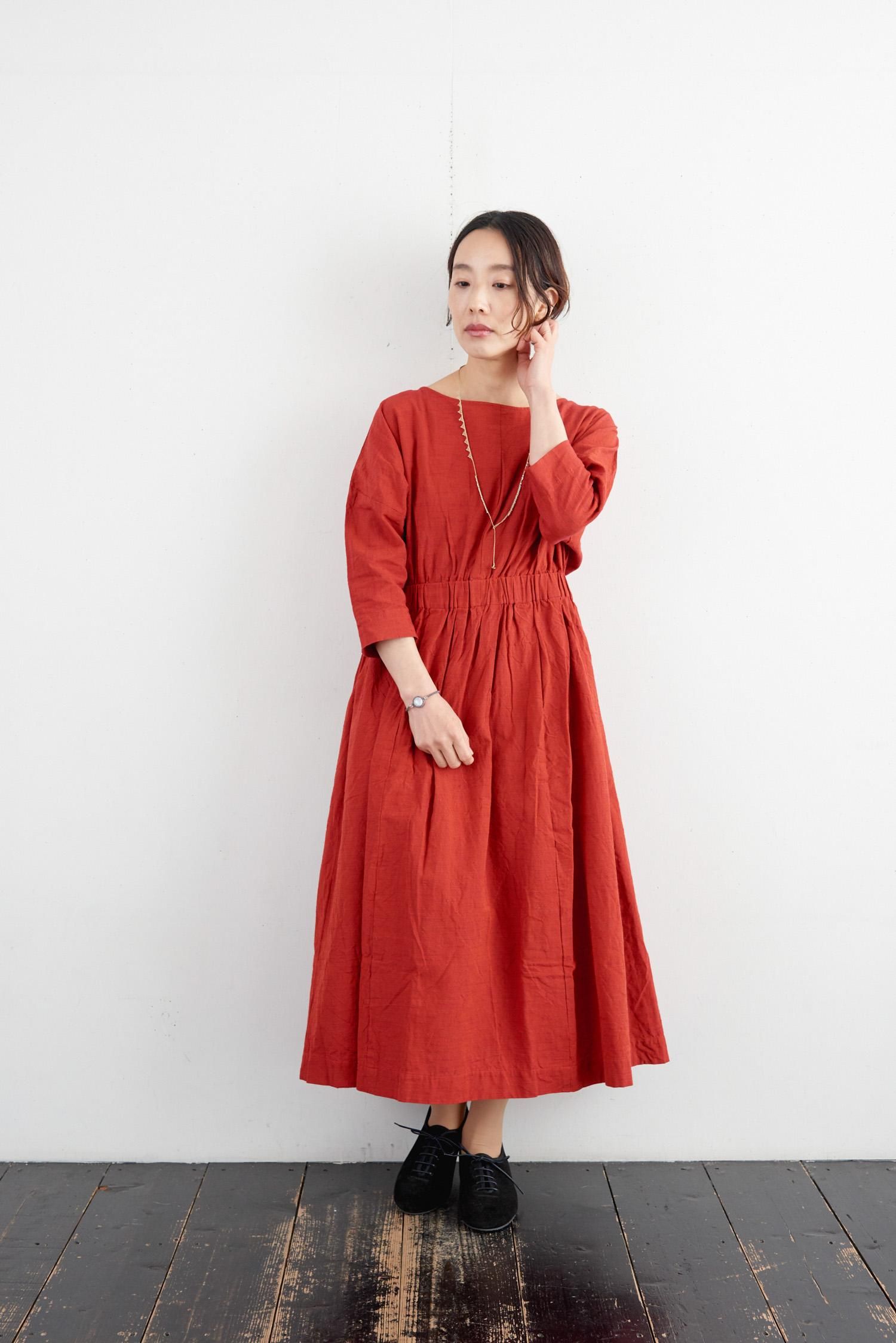 会津木綿のxlワンピース レッド Yammaのお洋服 Poool Online Shop