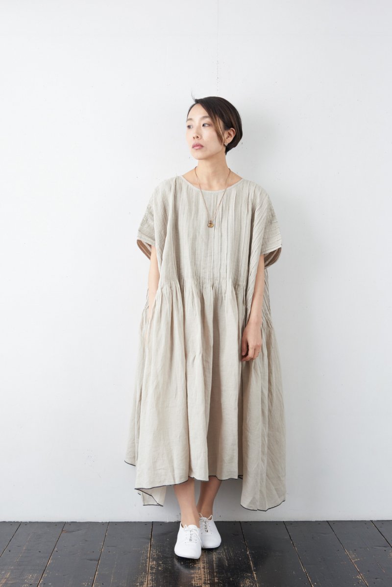 Maison De Soil Handwoven Linen Random Pleats Dress Poool Online Shop