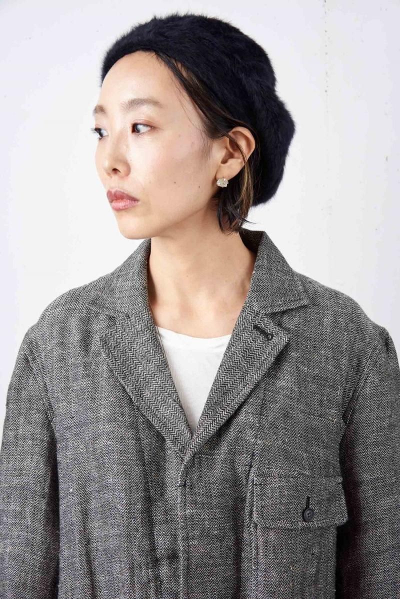 アミノ様専極美品 ヴラスブラム リネンヘリンボーン ワークコート vlas blomme リネンヘリンボーン ワークコート（2color） - poooL