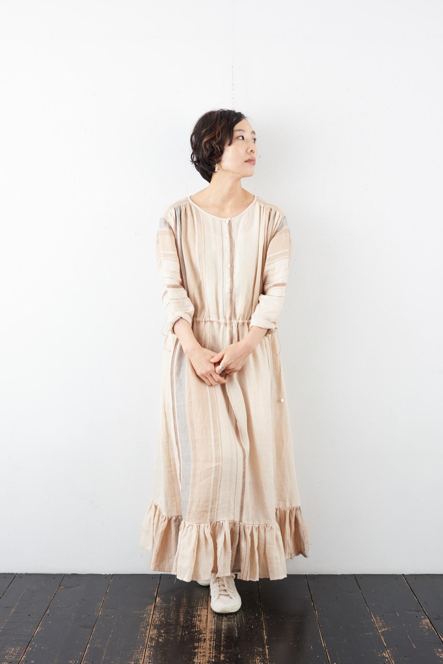 BUNON リネンgather dress ブノンワンピース