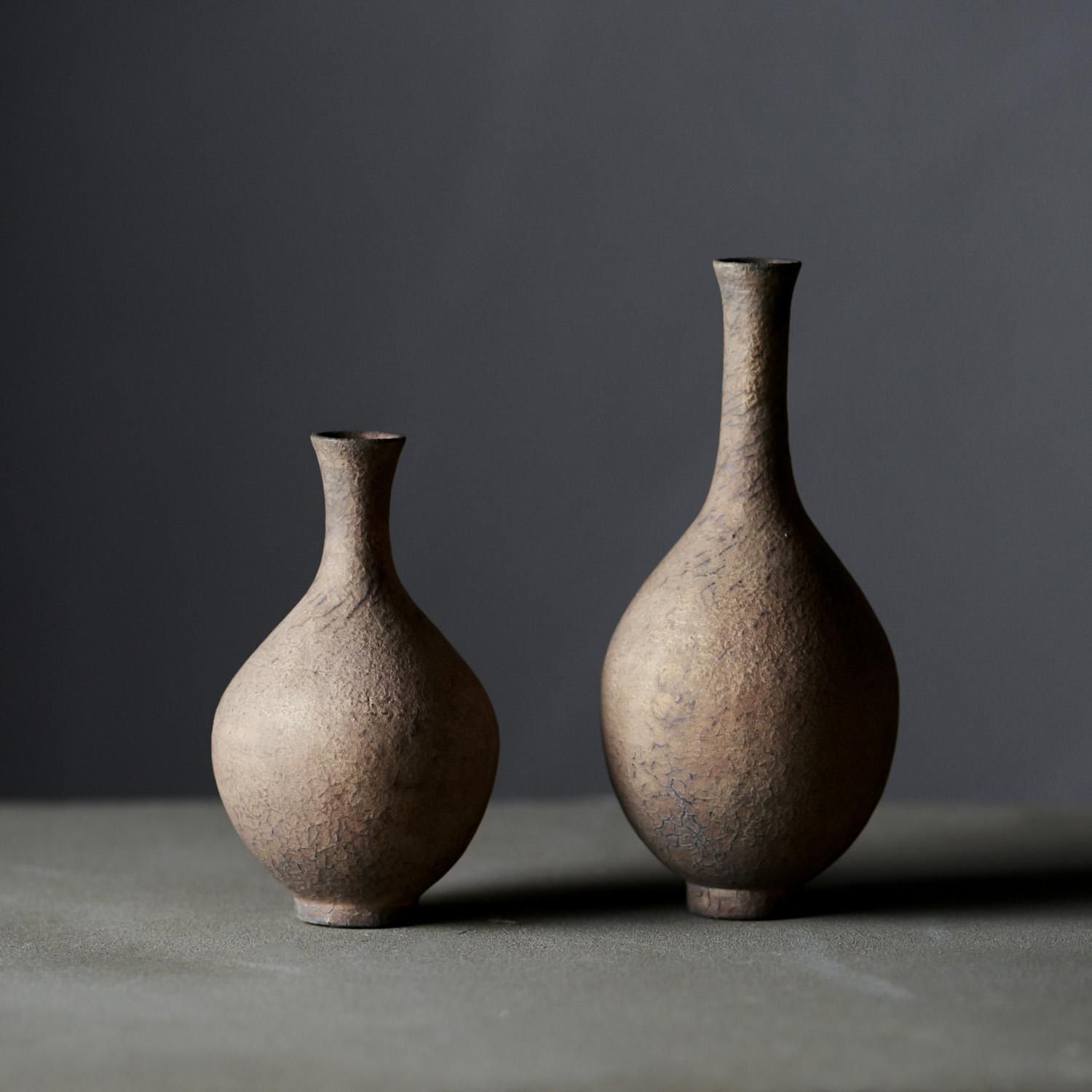 加藤あゐ／花器・水盤(墨流) 未使用 瀬川辰馬の硫化銀彩ミニ花器②- poooL (online shop)