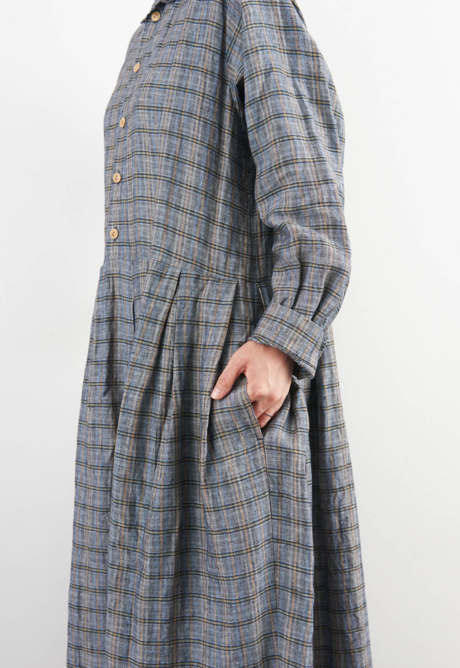 vlas blomme Vintage check シャツワンピース - poooL (online shop)